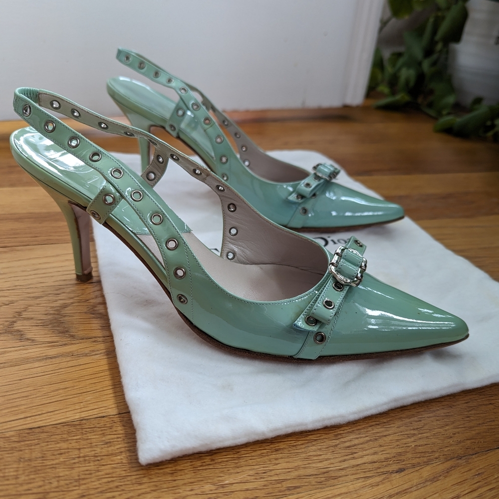 ❌ SOLD ❌ Vintage Christian Dior Turquoise Heels size 39.5 - Picture 3 of 15